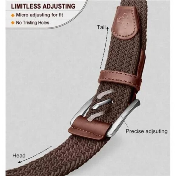 NEW MENS Woven Braided Belt Coffee Stretch Adjustable Belt - Picture 4 of 8